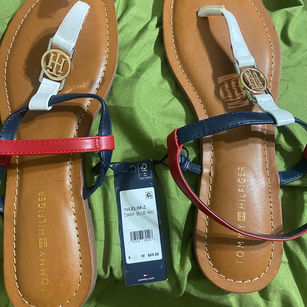 Tommy Hilfiger Navy and Red Strappy Sandals